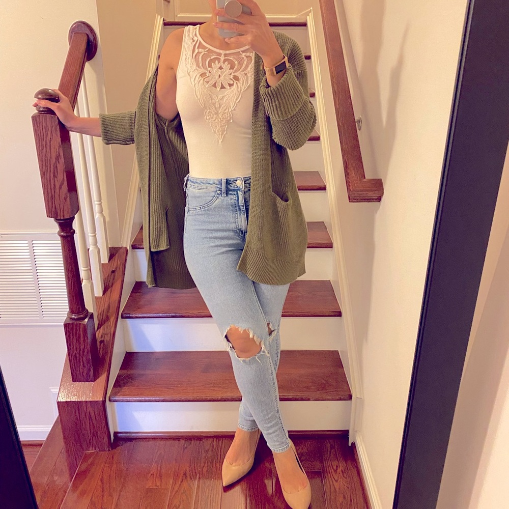 Green cardigan!